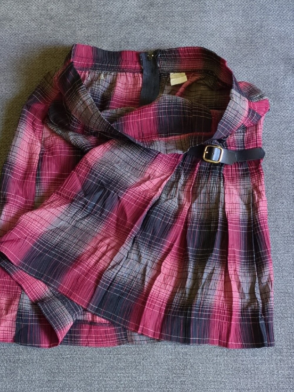 Women's Plaid Buckle Skirt -